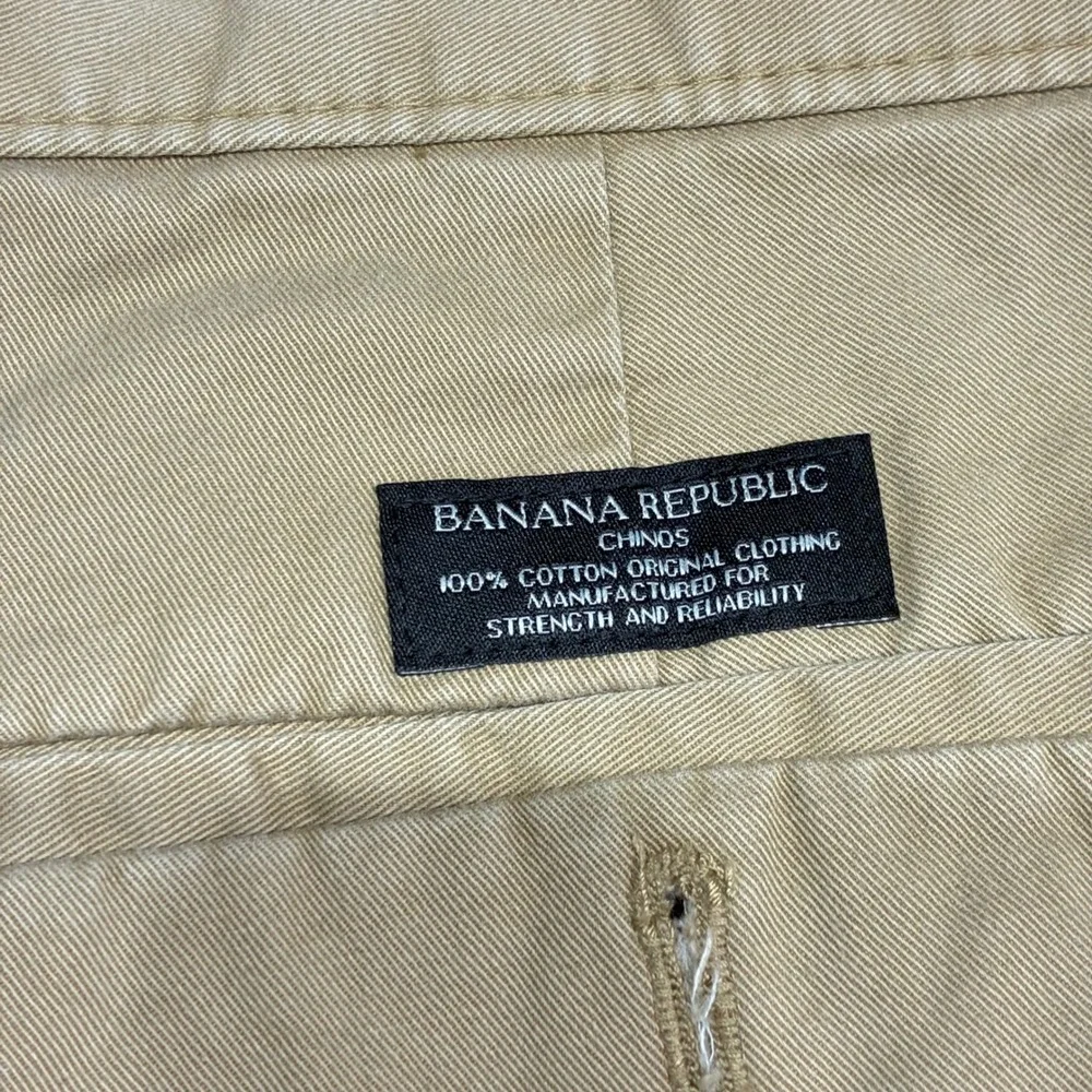 Banana Republic‎ Mens Chino Shorts Tan Sz.35 Flat Front Casual Summer Preppy